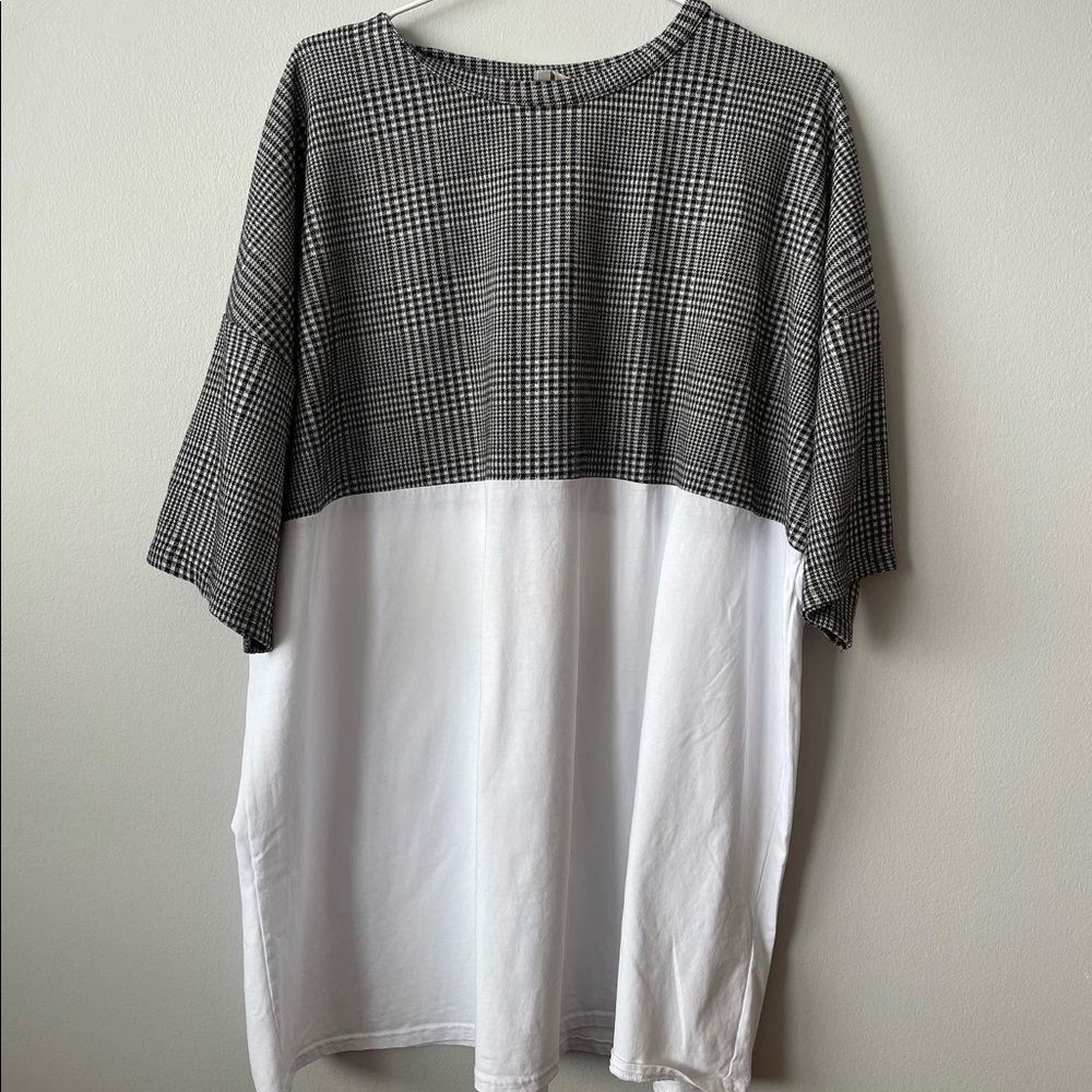 ASOS CURVE GINGHAM COLOR BLOCK TSHIRT DRESS